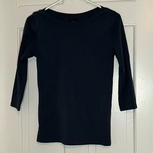 Boatneck gray-blue Ann Taylor 3/4 length sleeve top, size M